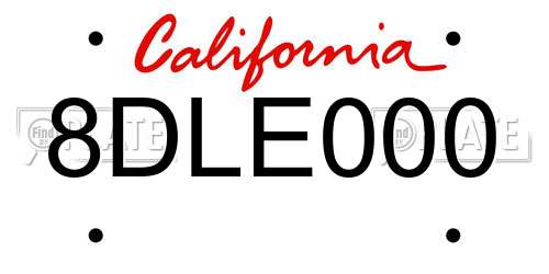 8DLE000 California License Plate