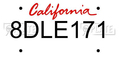 8DLE171 California License Plate