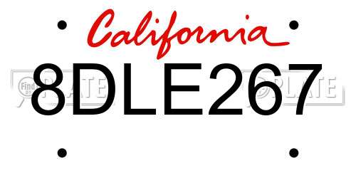 8DLE267 California License Plate