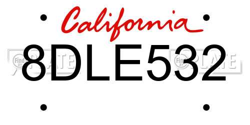8DLE532 California License Plate