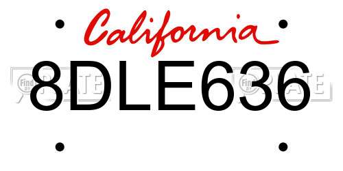 8DLE636 California License Plate