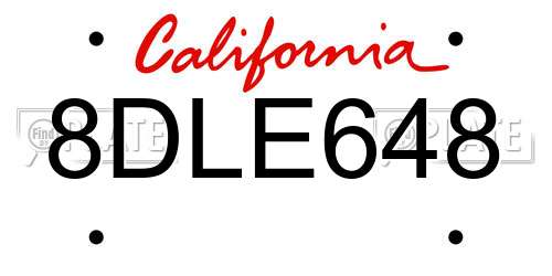 8DLE648 California License Plate