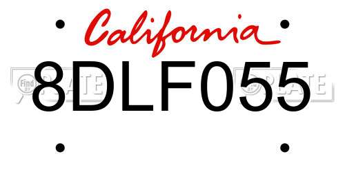 8DLF055 California License Plate