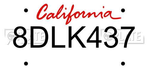8DLK437 California License Plate