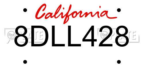 8DLL428 California License Plate