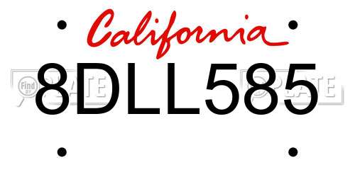 8DLL585 California License Plate