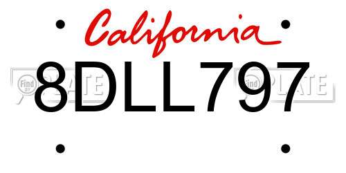 8DLL797 California License Plate
