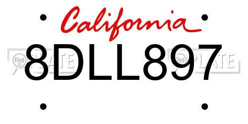 8DLL897 California License Plate