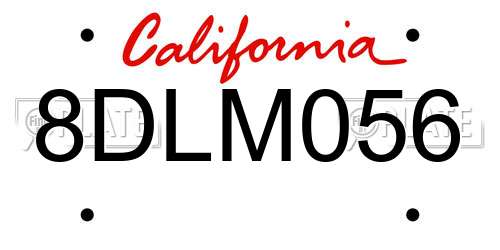 8DLM056 California License Plate