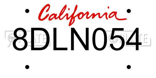 8DLN054 California License Plate