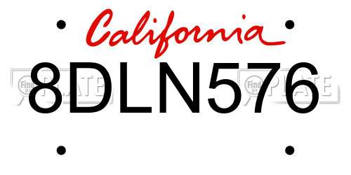 8DLN576 California License Plate