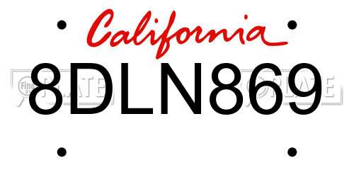 8DLN869 California License Plate