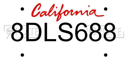 8DLS688 California License Plate