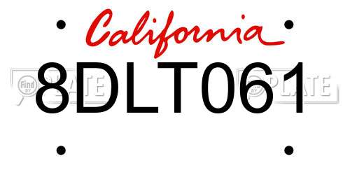 8DLT061 California License Plate