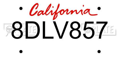 8DLV857 California License Plate