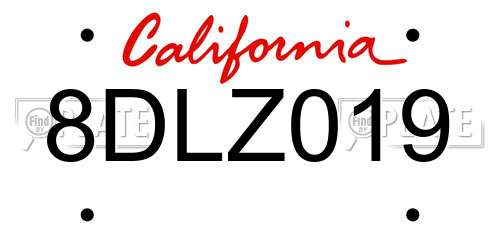 8DLZ019 California License Plate