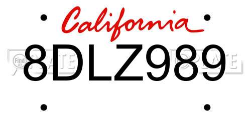 8DLZ989 California License Plate