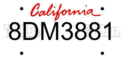 8DM3881 California License Plate