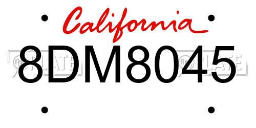 8DM8045 California License Plate