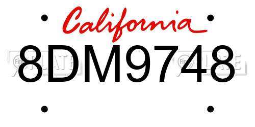 8DM9748 California License Plate