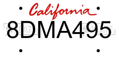 8DMA495 California License Plate