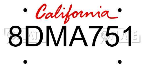 8DMA751 California License Plate