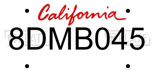 8DMB045 California License Plate