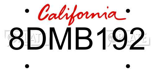 8DMB192 California License Plate