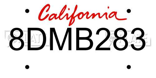 8DMB283 California License Plate