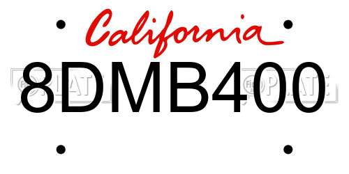 8DMB400 California License Plate