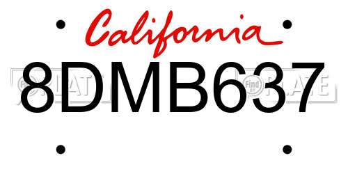 8DMB637 California License Plate
