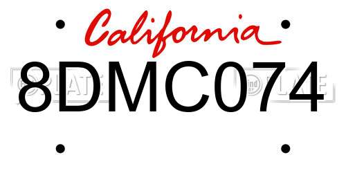 8DMC074 California License Plate