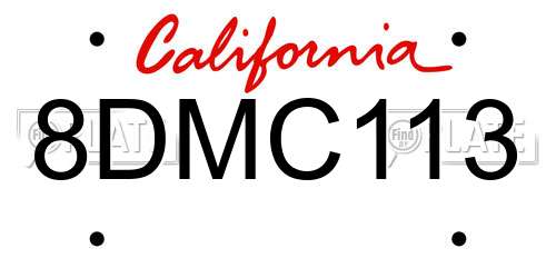 8DMC113 California License Plate