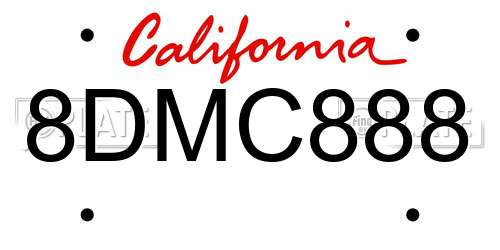 8DMC888 California License Plate