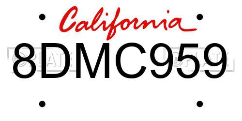 8DMC959 California License Plate
