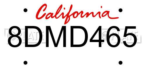 8DMD465 California License Plate