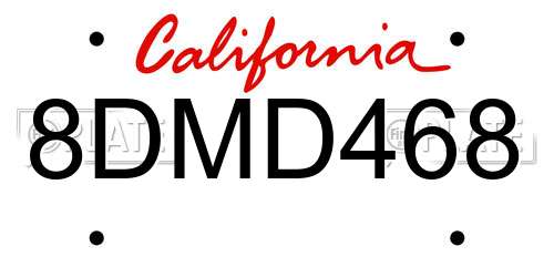 8DMD468 California License Plate