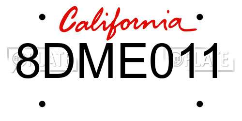 8DME011 California License Plate