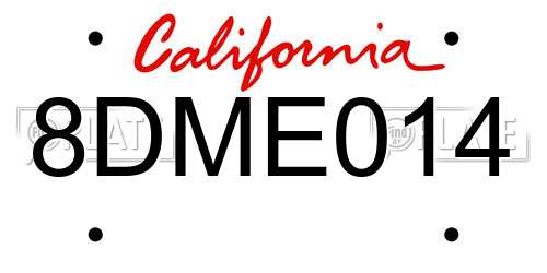 8DME014 California License Plate