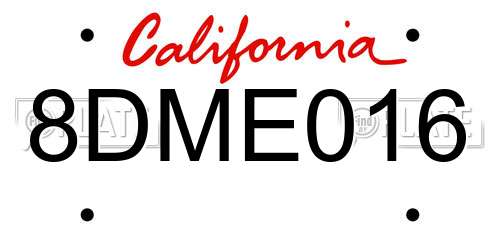 8DME016 California License Plate
