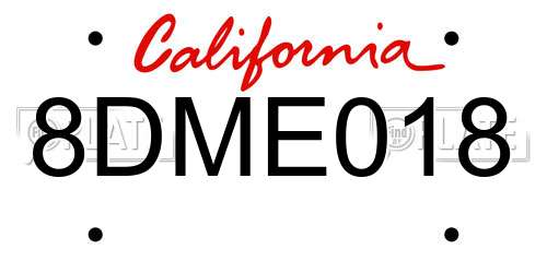 8DME018 California License Plate