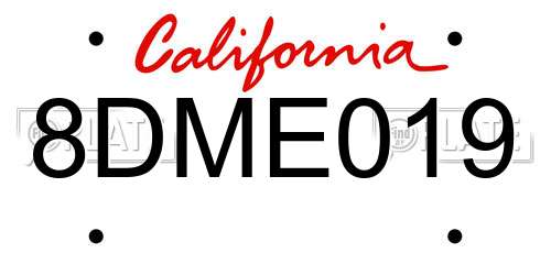 8DME019 California License Plate