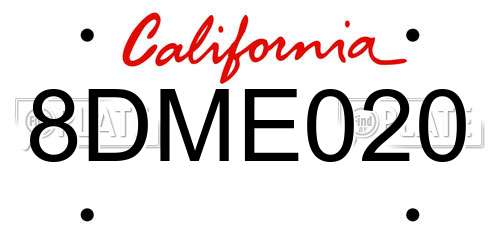 8DME020 California License Plate