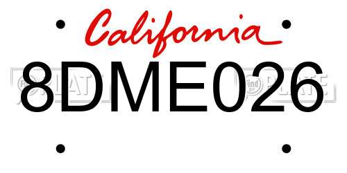 8DME026 California License Plate