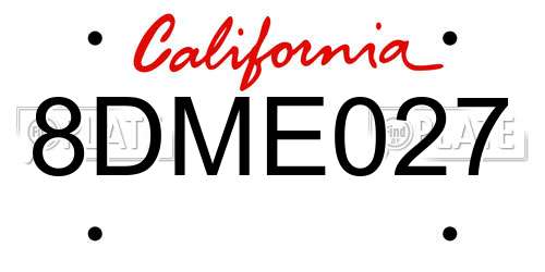 8DME027 California License Plate