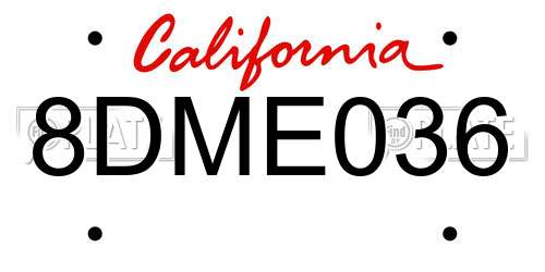 8DME036 California License Plate