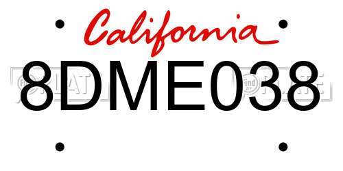 8DME038 California License Plate