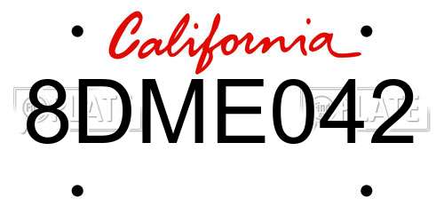 8DME042 California License Plate
