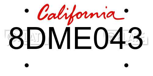 8DME043 California License Plate