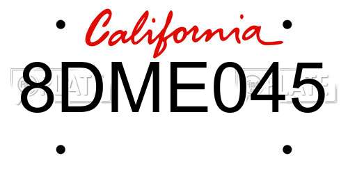 8DME045 California License Plate